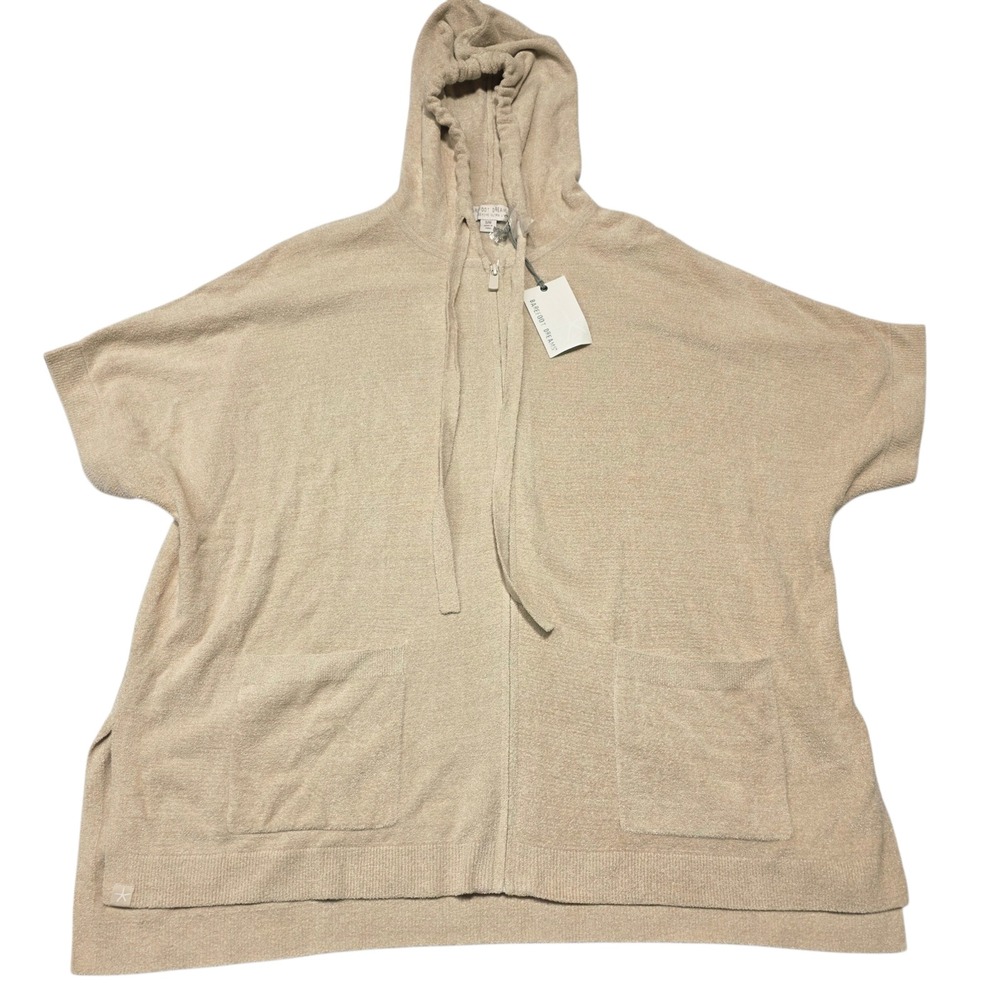 NEW‎ Barefoot Dreams CozyChic Ultra Lite Zip Up Hoodie Stone Size S/M NWT